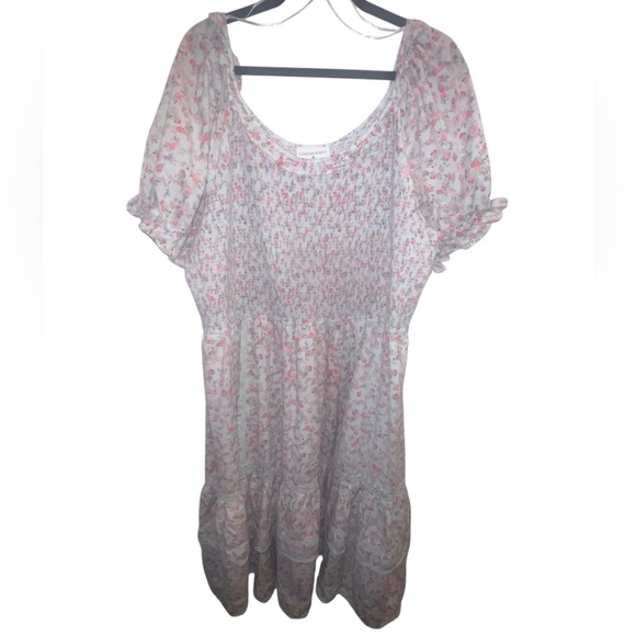 LoveShackFancy x Target Blue Floral Maxi Dress Smocked Tiered Ruffle Lace 3x - Picture 1 of 10